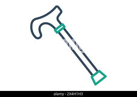 walking cane icon. icon related to elderly. line icon style. old age element illustration Stock Vector