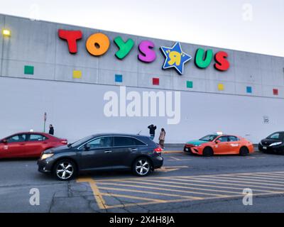 Toronto, ON, Canada – February 24, 2024: View at the Toys R Us store sign in Toronto Stock Photo