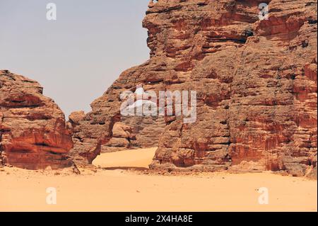 Rocks and sand dunes in Sahara desert, Tassili N'Ajjer National Park, Tadrart Rouge, Algeria Stock Photo