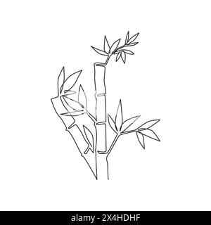 Single continuous line drawing of bamboo trees for plantation logo ...