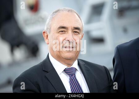 Adelaide, Australia. 03rd May, 2024. Jens Nielsen, Managing Director of Lürssen Australia, at the Osborne Naval Shipyard. Foreign Minister Baerbock's week-long trip to Australia, New Zealand and Fiji will focus on security policy and climate protection. Credit: Sina Schuldt/dpa/Alamy Live News Stock Photo