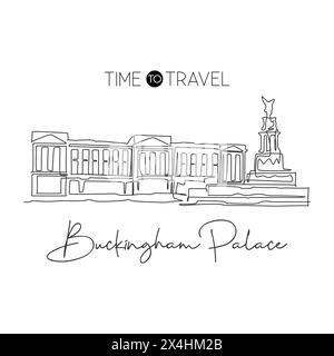 Single continuous line drawing Buckingham Old Gaol. Famous museum in ...