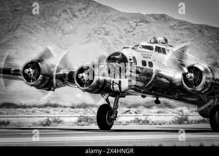 A B-17 Flying Fortress, named Sentimental Journey of the Commemorative Air Force, at the Santa Teresa Airport in New Mexico. Stock Photo