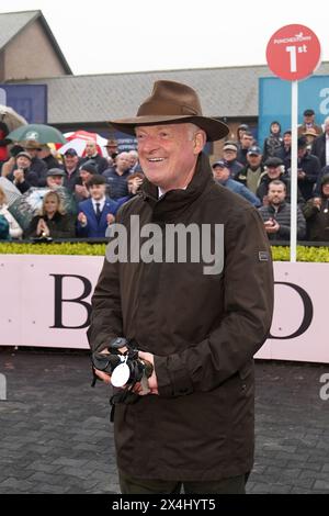 Trainer Willie Mullins after winning the Alanna Homes Champion Novice Hurdle with Ballyburn during day four of the Punchestown Festival at Punchestown Racecourse, County Kildare. Picture date: Friday May 3, 2024. Stock Photo