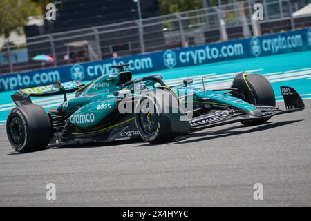 Miami Gardens, FL, USA. 3rd May 2023. 18 Lance Stroll (CAN) Aston Martin, F1 Grand Prix of Miami at Miami Autodrome in Miami Gardens, Florida, USA. Credit: Yaroslav Sabitov/YES Market Media/Alamy Live News. Stock Photo