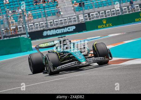 Miami Gardens, FL, USA. 3rd May 2023. 18 Lance Stroll (CAN) Aston Martin, F1 Grand Prix of Miami at Miami Autodrome in Miami Gardens, Florida, USA. Credit: Yaroslav Sabitov/YES Market Media/Alamy Live News. Stock Photo