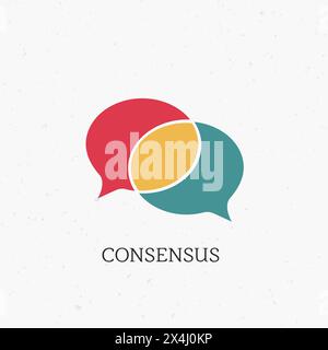 Consensus speech bubbles, sharing ideas concept, Agreement communication dialog message. Stock vector illustration Stock Vector