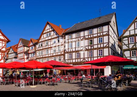 Half-timbered houses, market square, Eschwege, Werratal, Werra-Meissner district, Hesse, Germany Stock Photo