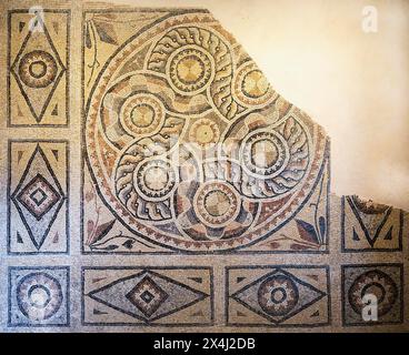 Geometric mosaic, Zeugma mosaic Museum, Gaziantep, Turkey Stock Photo