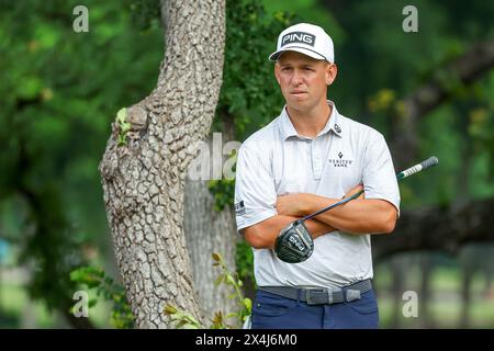 McKinney, TX, USA. 03rd May, 2024. Sam Stevens on the 9th hole during the second round of THE CJ CUP Byron Nelson golf tournament at TPC Craig Ranch in McKinney, TX. Gray Siegel/CSM/Alamy Live News Stock Photo