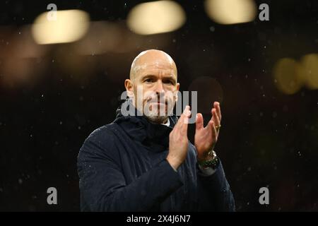 Manchester United manager Erik ten Hag looks dejected after the match on October 29, 2023. Stock Photo