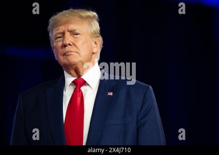 Former U.S. President Donald Trump speaks at the Conservative Political Action Conference at the Hilton Anatole on August 06, 2022 in Dallas, Texas. Stock Photo