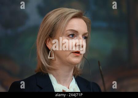 British Foreign Secretary Liz Truss attends a joint news conference with Russian Foreign Minister Sergei Lavrov in Moscow, Russia February 10, 2022. Stock Photo
