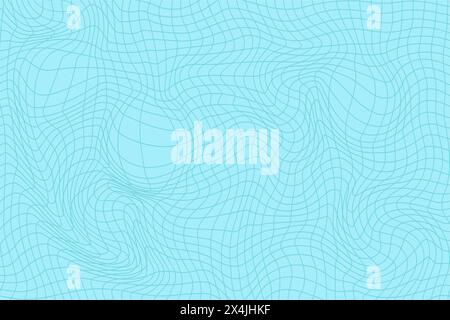 Blue retro psychedelic checkerboard pattern. Groovy funky textures. Stock Vector