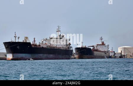 Malta Island, Marsaxlokk, empty oil tankers Stock Photo