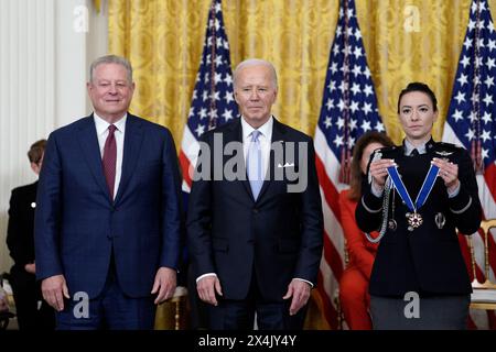 Washington, United States. 03rd May, 2024. US President Joe Biden awards the Presidential Medal of Freedom to former Vice President Al Gore during a ceremony in the East Room at the White House in Washington on May 3, 2024. Photo by Yuri Gripas/ABACAPRESS.COM Credit: Abaca Press/Alamy Live News Stock Photo