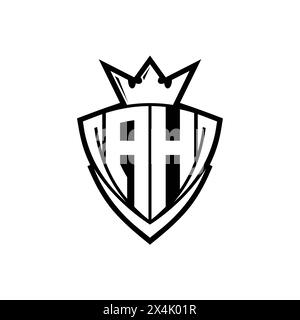 AH Letter bold monogram with triangle curve shield shape with crown ...