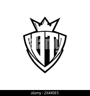DT Letter bold monogram with triangle curve shield shape with crown ...