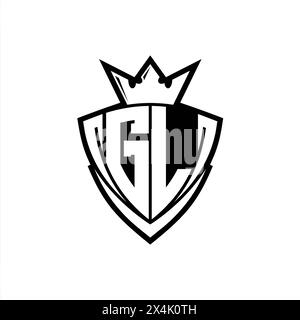 GL Letter logo with abstract shield shape with square black outline on ...