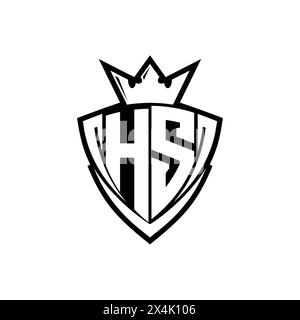 HS Letter logo with abstract shield shape with square white outline on ...