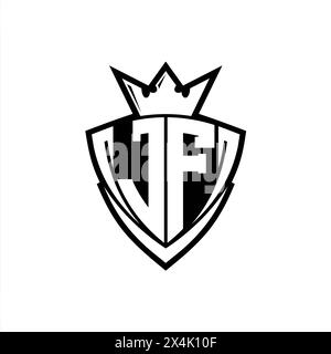JF Letter logo with abstract shield shape with square white outline on ...