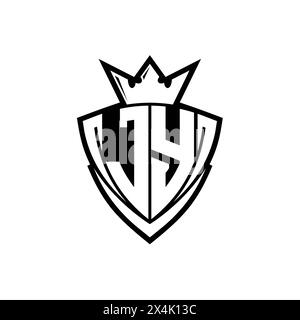 JY Letter logo with abstract shield shape with square black outline on ...