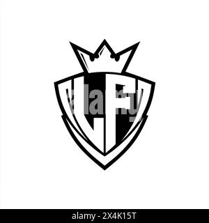 LF Letter logo with abstract shield shape with square black outline on ...