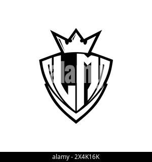 LM Bold letter logo with sharp triangle shield shape with crown inside ...