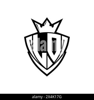 LO Letter logo with abstract shield shape with square black outline on ...