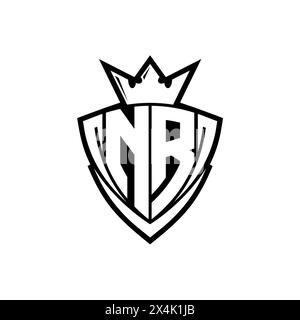 NR Letter bold monogram with triangle curve shield shape with crown ...