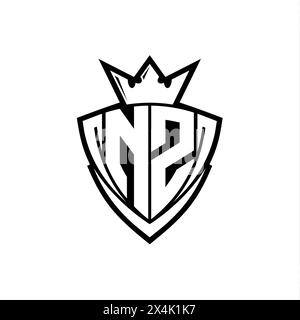 NZ Letter logo with abstract shield shape with square black outline on ...