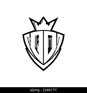 QD Letter logo with abstract shield shape with square white outline on ...