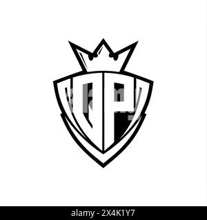 QP Letter logo with abstract shield shape with square black outline on ...