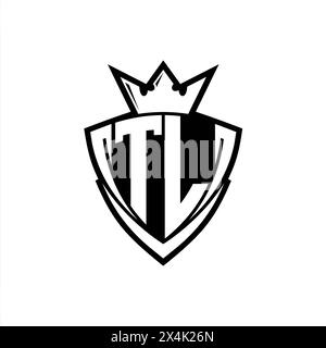 TL Letter logo with abstract shield shape with square black outline on ...