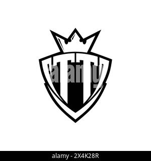 TT Letter logo with abstract shield shape with square white outline on ...