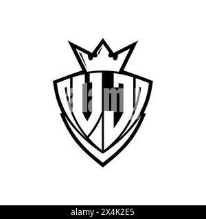 VJ Letter logo with abstract shield shape with square white outline on ...