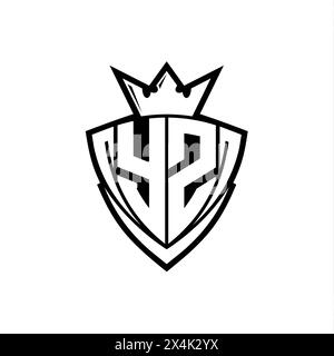 YZ Letter logo with abstract shield shape with square white outline on ...
