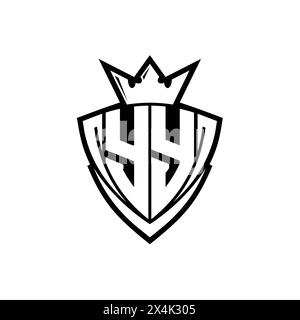 YY Letter logo with abstract shield shape with square black outline on ...