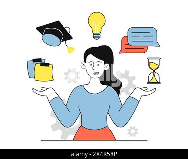 Woman with skills vector doodle Stock Vector