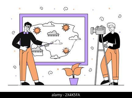 Weather forecast show vector linear Stock Vector