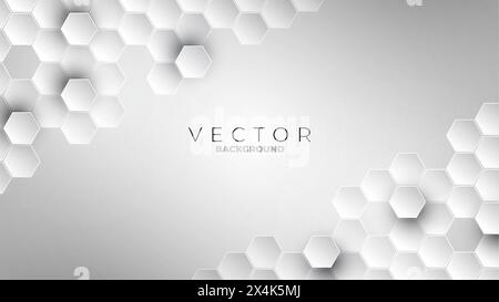 Abstract Hexagon Background Design, White Hexagon Vector Wallpaper Stock Vector