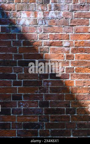 Wide angle Vintage Red brick wall Background Stock Photo