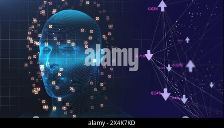 Image of human head with digital interface data processing Stock Photo