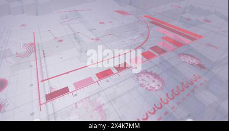 Image of digital interface with statistics and coronavirus Covid 19 Stock Photo