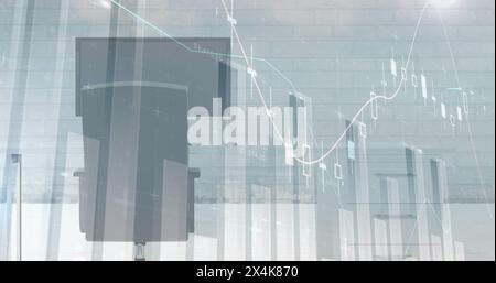 Image of financial data processing over computer on desk Stock Photo