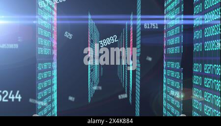 Image of numbers changing over data processing on computer servers Stock Photo
