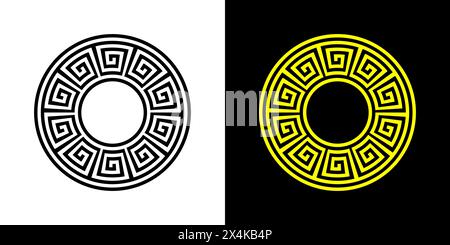 Ancient Greek circular seamless line pattern. Stock Vector