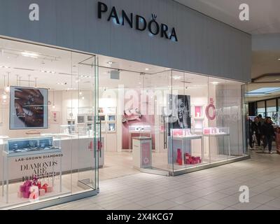 Toronto, ON, Canada – January 20, 2024: View at the Pandora company sign Stock Photo