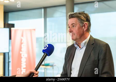 RIGA, LATVIA. 30th April 2024. Geir Karlsen, CEO of Norwegian.  Norwegian airline company opens base, at Riga International Airport (RIX). Stock Photo