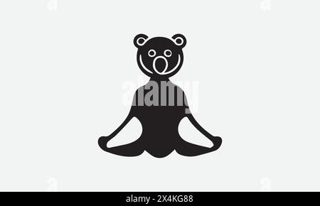design a simple elegant One Black Bear Yoga Icon  EPS 10 And JPG Stock Vector